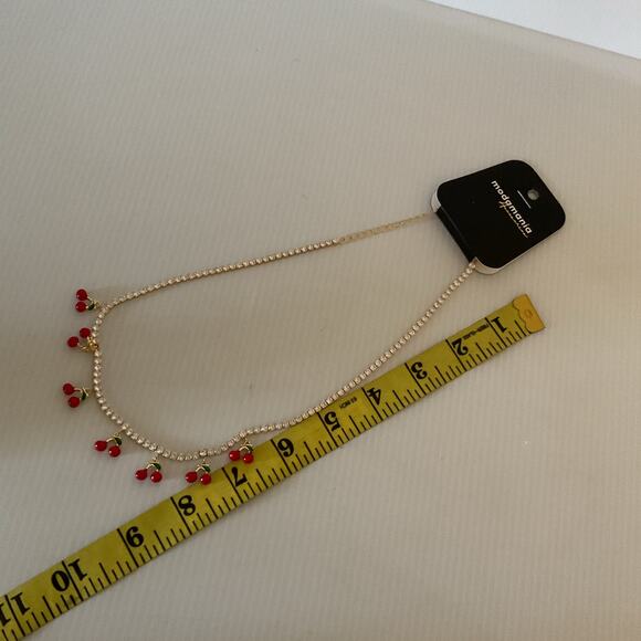 Rhinestone Cherry Charm Necklace - Picture 7 of 7